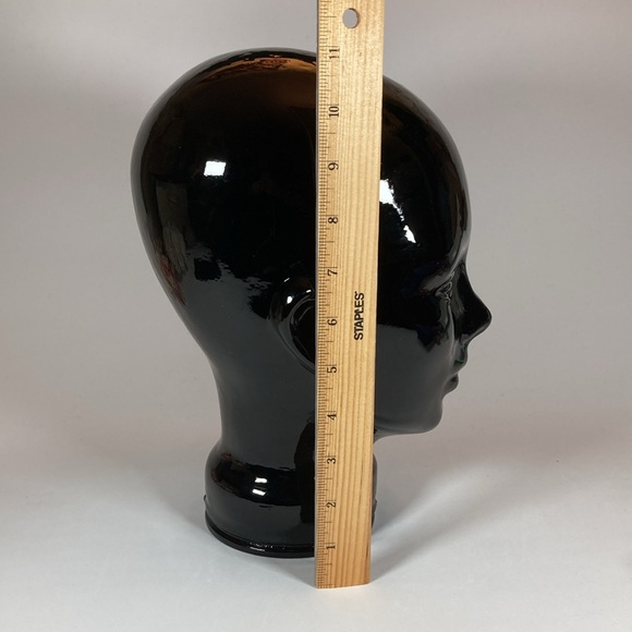 VTG Black Spain Glass Mannequin Head Hat Wig Stand Display - Picture 6 of 6